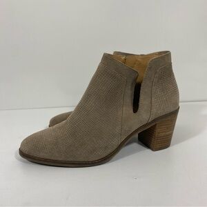 Lucky Brand Ponic Ankle Booties Suede Leather Tan Sz 10 Casual Comfy Neutral